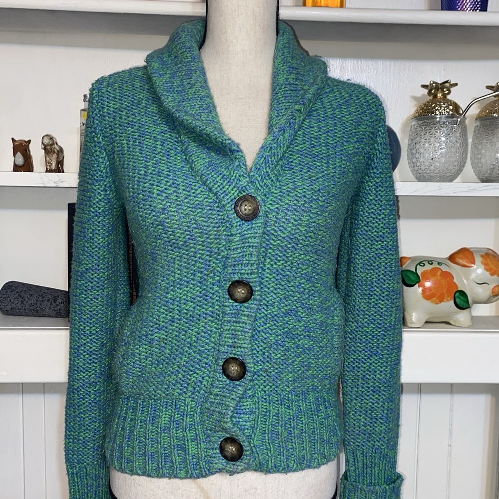 American Eagle Green Womens Wool/Rabbit Hair Button Uo‎ Sweater Small